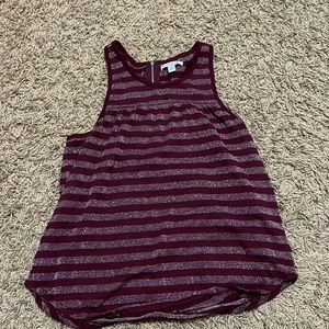 Burgundy and silver striped tank top